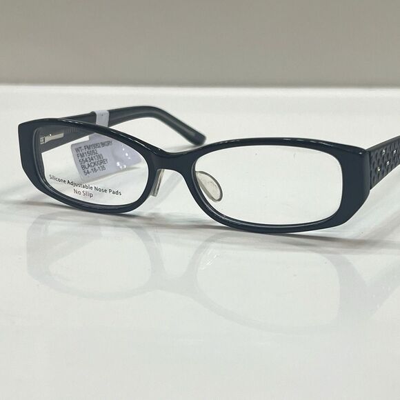 NEW Plastic Black Rectangle Full Eyeglass Frame 54-16-135 with Rhinestones $54 - Picture 1 of 6